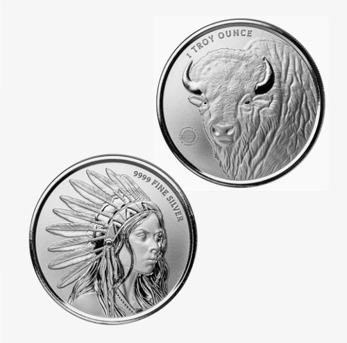 Silver round buffalo girl - buffalo,