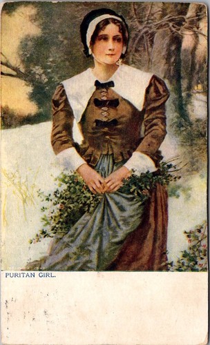 Cartolina ragazza puritana art - cartolina,