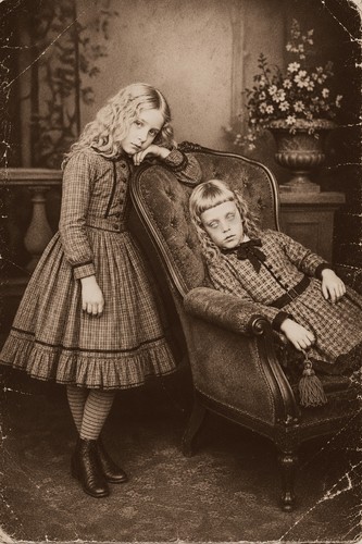 Two girls post mortem photo - girls,