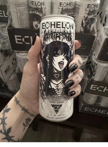 Goth girl spit energy drink - goth,