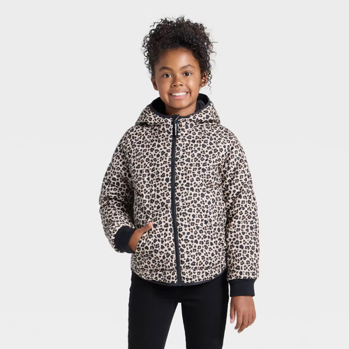 Girls leopard printed hooded - leopard,